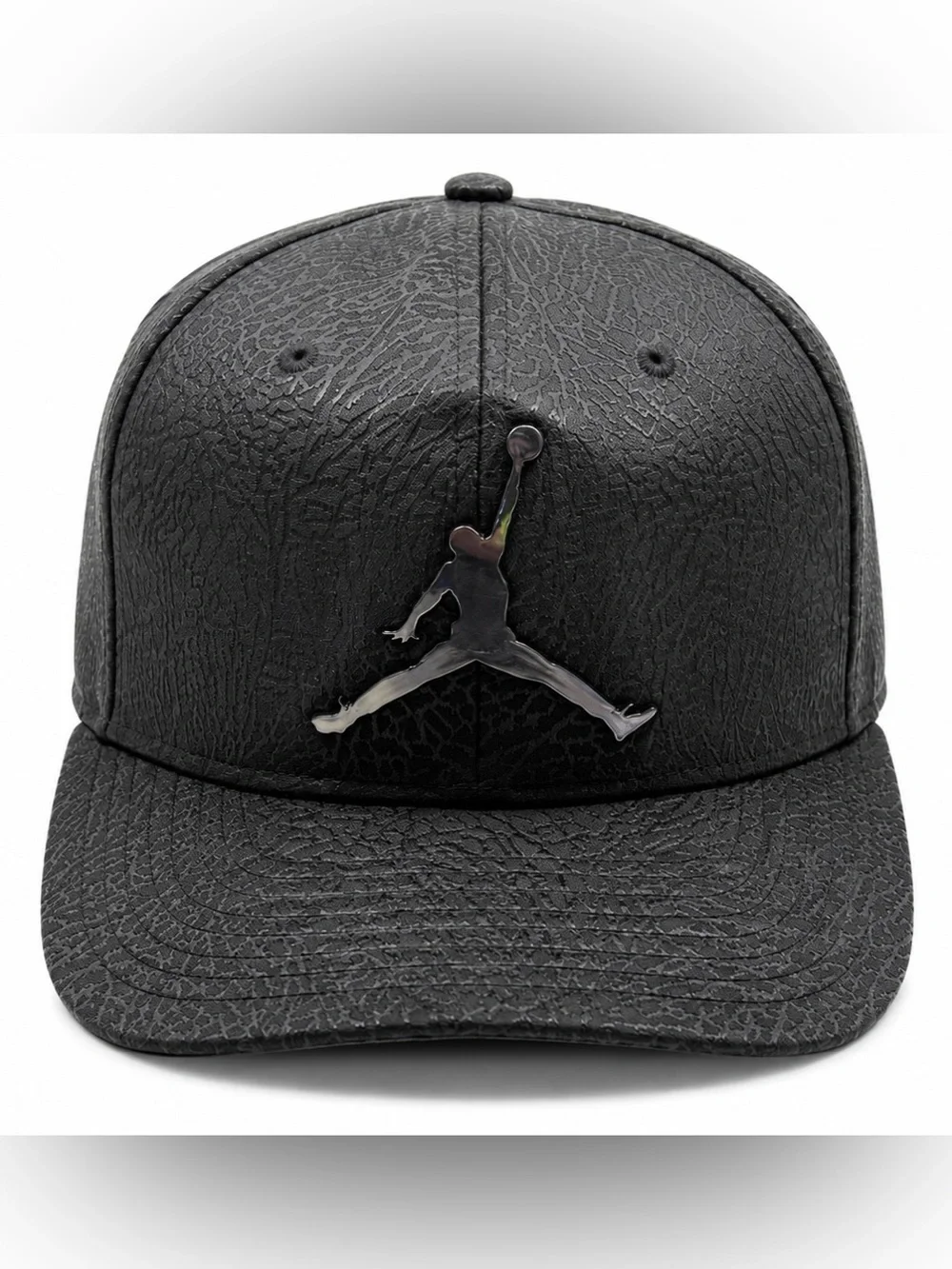 Jordan Youth Elephant Print Snapback Hat Black Jumpman Metal Logo Cap